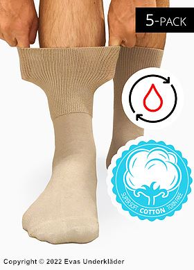 Non-binding socks, cotton, flat seam, 5-pack